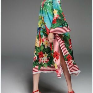 Tropical Floral Parot Print Dress